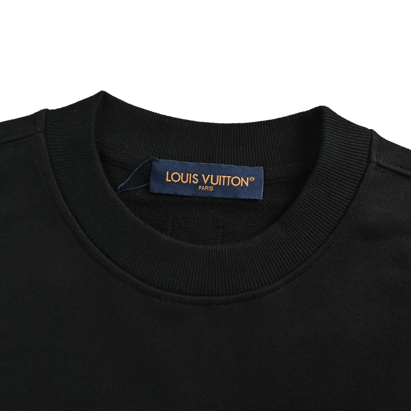 Louis Vuitton/Louis Vuitton leather label letter embroidered crew neck sweatshirt